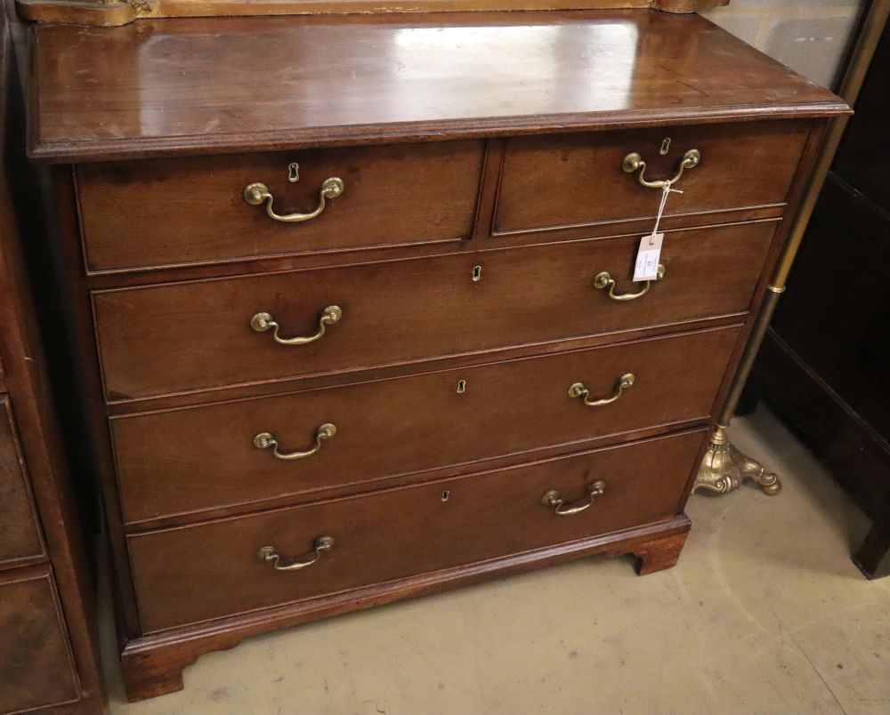 A George III chest of four long drawers, W.100cm, D.44cm, H.94cm